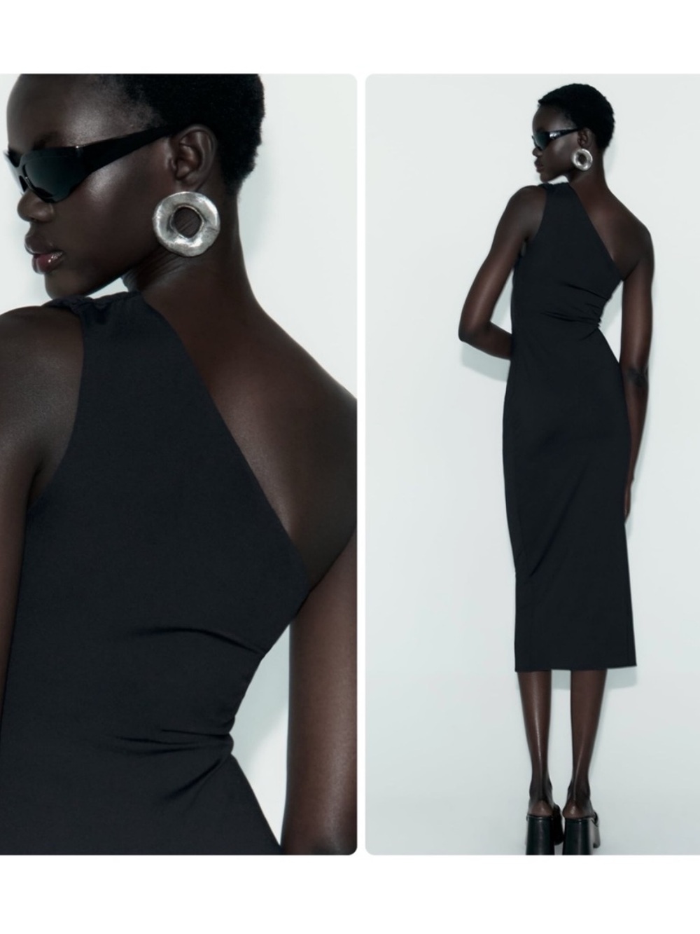 Zara ruched one shoulder dress S nwt - Picture 3 of 4